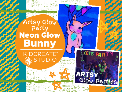 Kidcreate Studio - San Antonio. Artsy Glow Party - Neon Glow Bunny (4-12 Years)